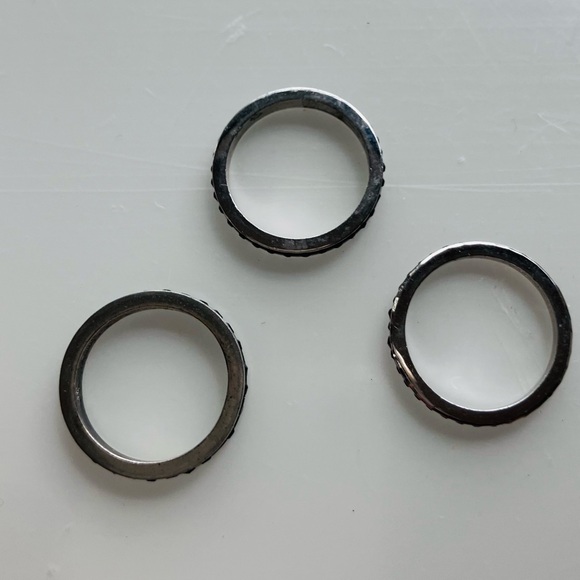 Sterling Silver Ruby & Emerald Stack Rings - Picture 2 of 5